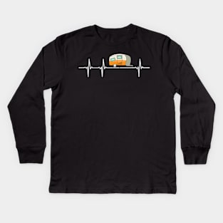 Travel Trailer Heartbeat Caravan Owner Gift Kids Long Sleeve T-Shirt